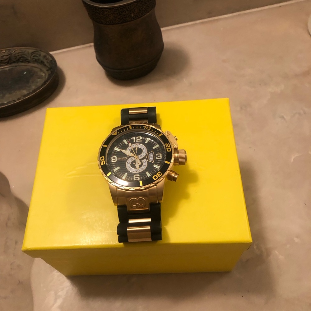 Invicta Black and Gold Men's Chronograph Watch